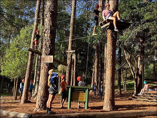 Year 6 students on high ropes
